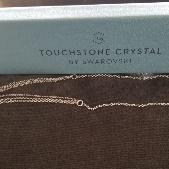 Touchstone Crystal by Swarovski Necklace. 3 cystal stones & Silver. Gorgeous! - Picture 3 of 6